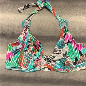 Tropical print bikini top